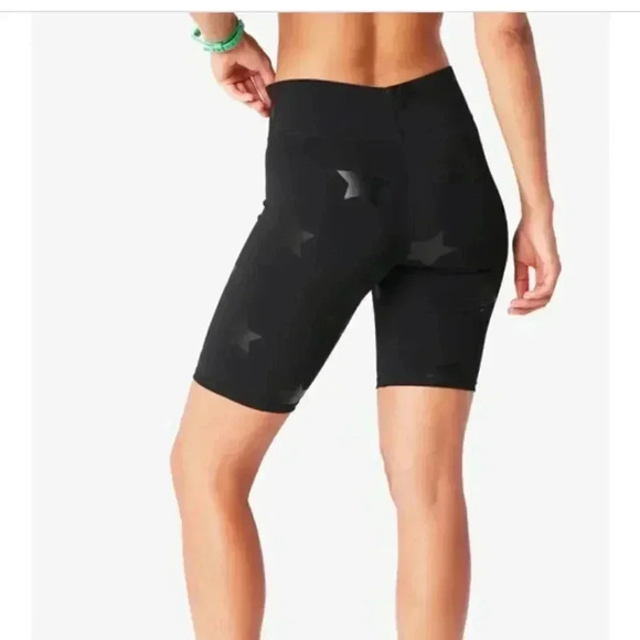 NEW Terez UpLift Bike Shorts in Black Tonal Star Foil size Small - Picture 2 of 10